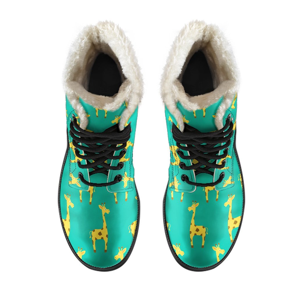Cute Cartoon Giraffe Pattern Print Comfy Boots GearFrost