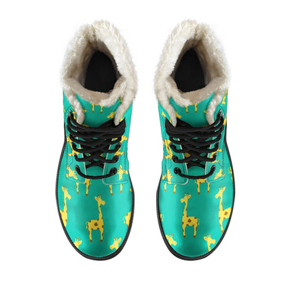 Cute Cartoon Giraffe Pattern Print Comfy Boots GearFrost