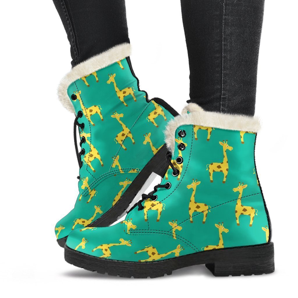 Cute Cartoon Giraffe Pattern Print Comfy Boots GearFrost