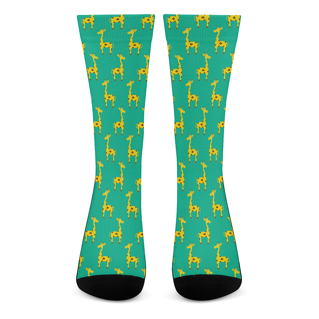 Cute Cartoon Giraffe Pattern Print Crew Socks