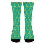 Cute Cartoon Giraffe Pattern Print Crew Socks
