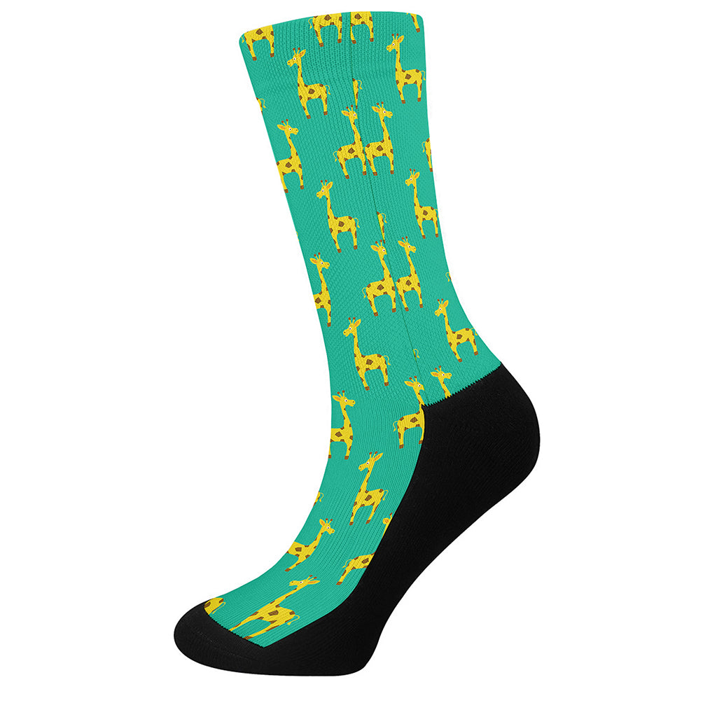 Cute Cartoon Giraffe Pattern Print Crew Socks