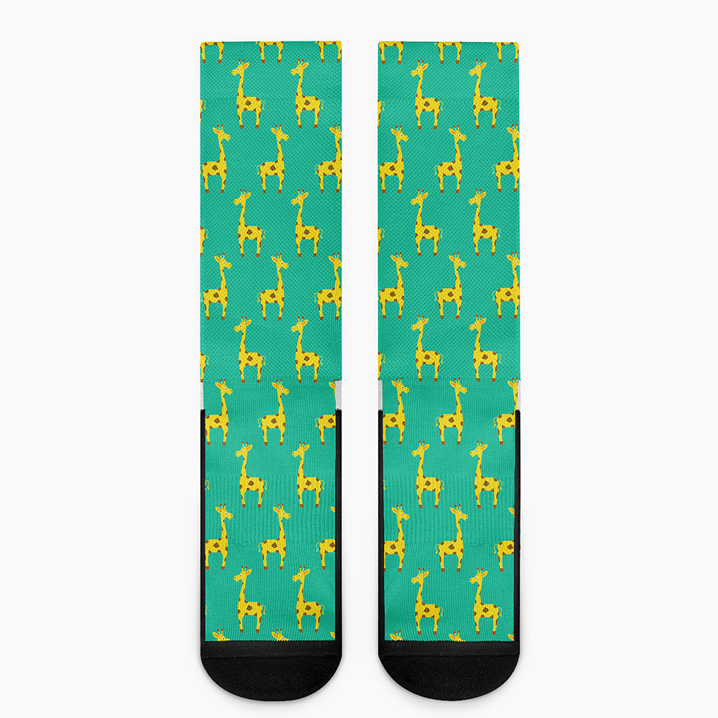Cute Cartoon Giraffe Pattern Print Crew Socks