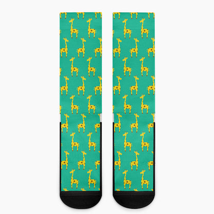 Cute Cartoon Giraffe Pattern Print Crew Socks
