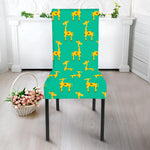 Cute Cartoon Giraffe Pattern Print Dining Chair Slipcover