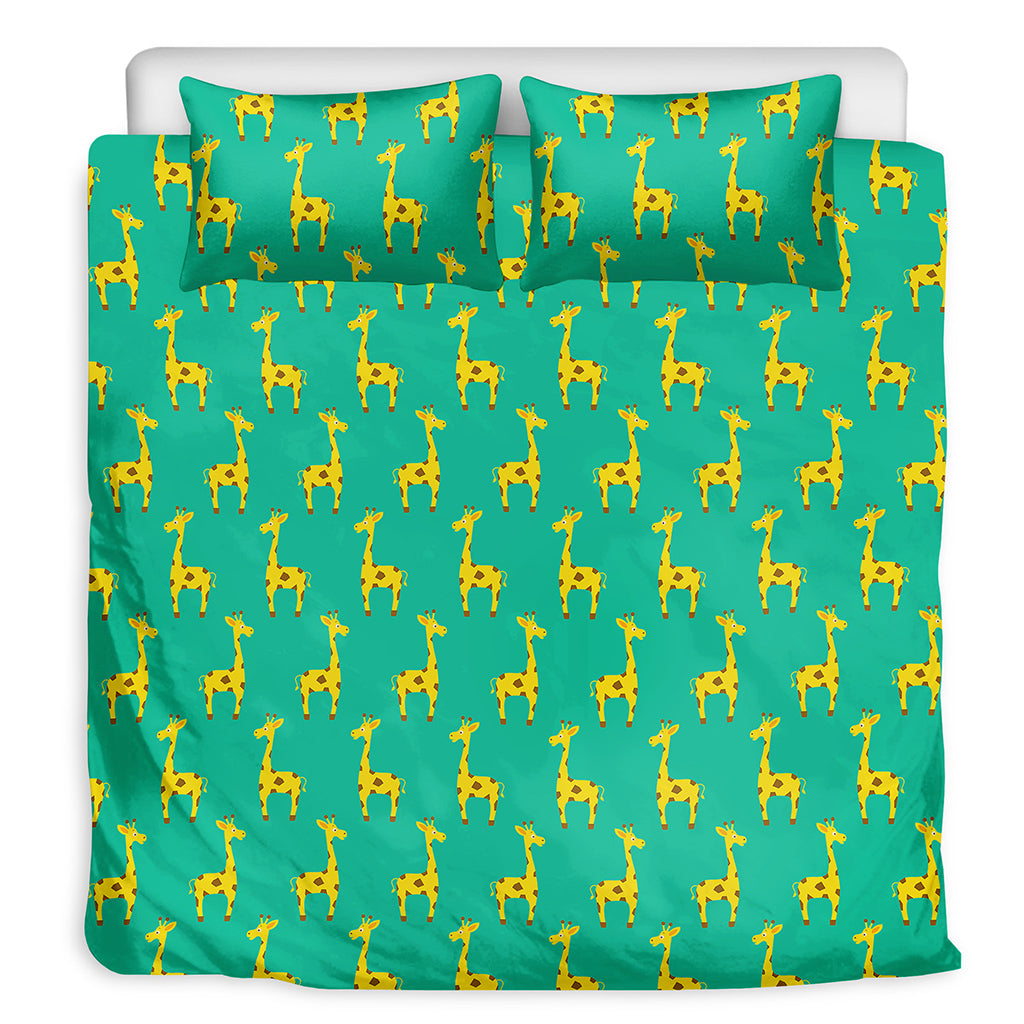 Cute Cartoon Giraffe Pattern Print Duvet Cover Bedding Set