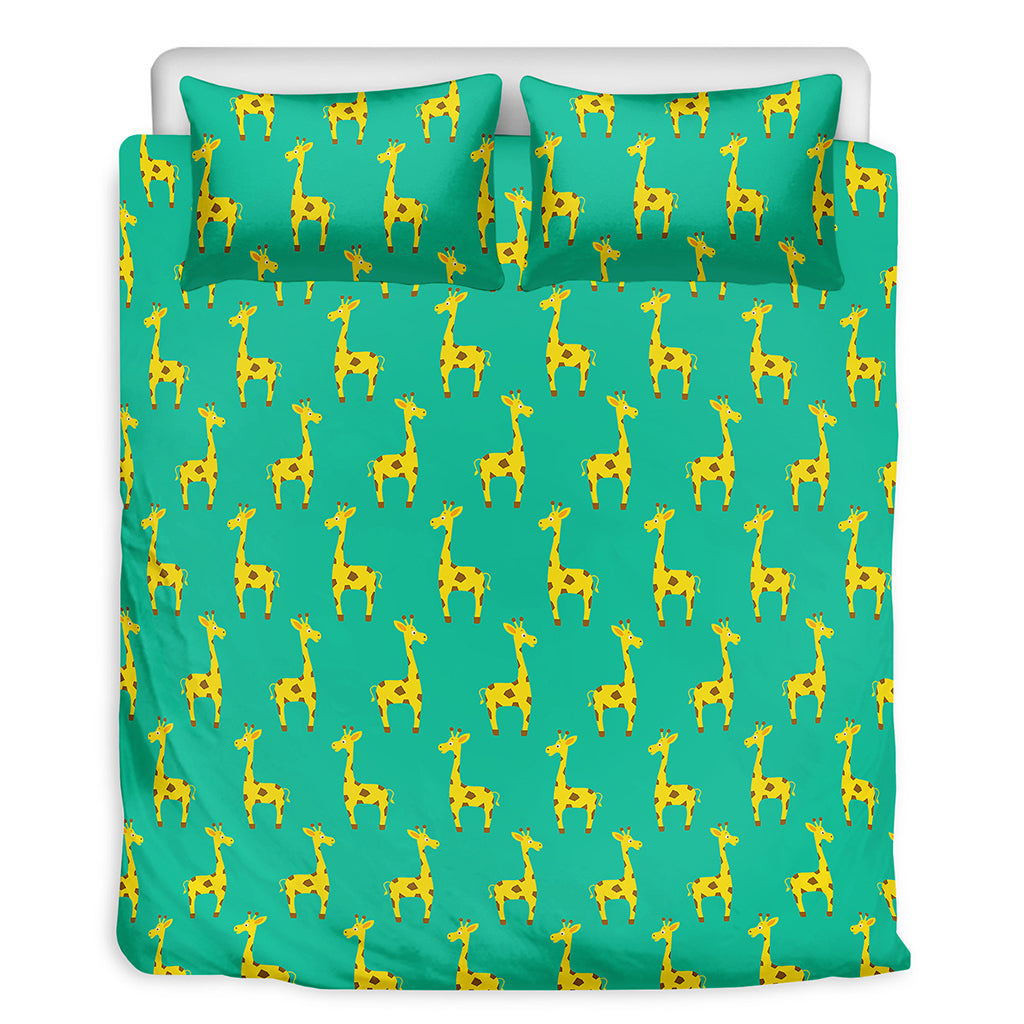 Cute Cartoon Giraffe Pattern Print Duvet Cover Bedding Set