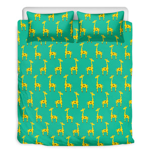 Cute Cartoon Giraffe Pattern Print Duvet Cover Bedding Set