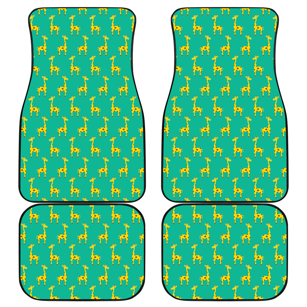 Cute Cartoon Giraffe Pattern Print Front and Back Car Floor Mats
