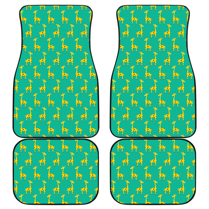 Cute Cartoon Giraffe Pattern Print Front and Back Car Floor Mats
