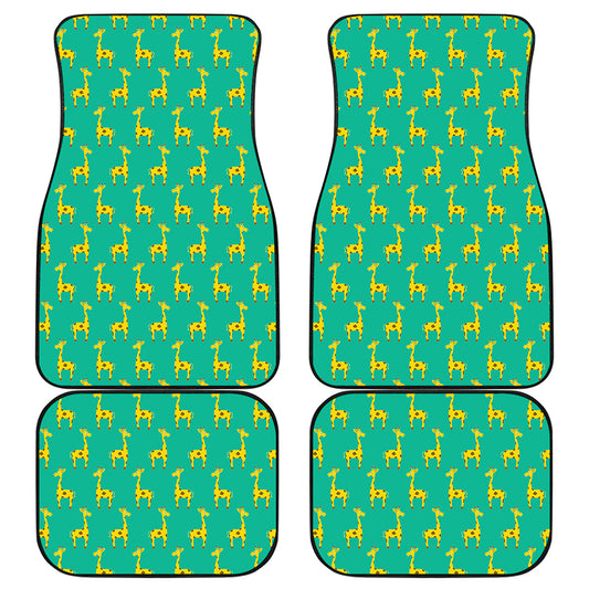 Cute Cartoon Giraffe Pattern Print Front and Back Car Floor Mats
