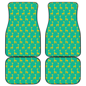 Cute Cartoon Giraffe Pattern Print Front and Back Car Floor Mats