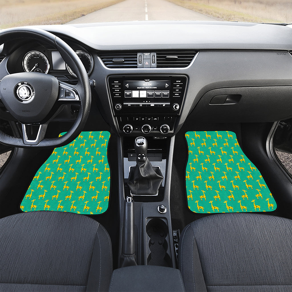Cute Cartoon Giraffe Pattern Print Front and Back Car Floor Mats