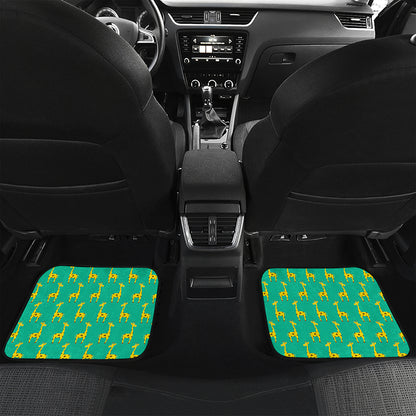 Cute Cartoon Giraffe Pattern Print Front and Back Car Floor Mats