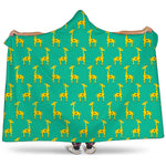 Cute Cartoon Giraffe Pattern Print Hooded Blanket