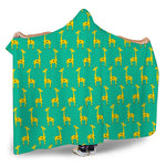 Cute Cartoon Giraffe Pattern Print Hooded Blanket