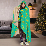 Cute Cartoon Giraffe Pattern Print Hooded Blanket