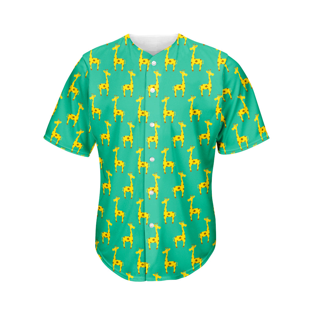Cute Cartoon Giraffe Pattern Print Men's Baseball Jersey