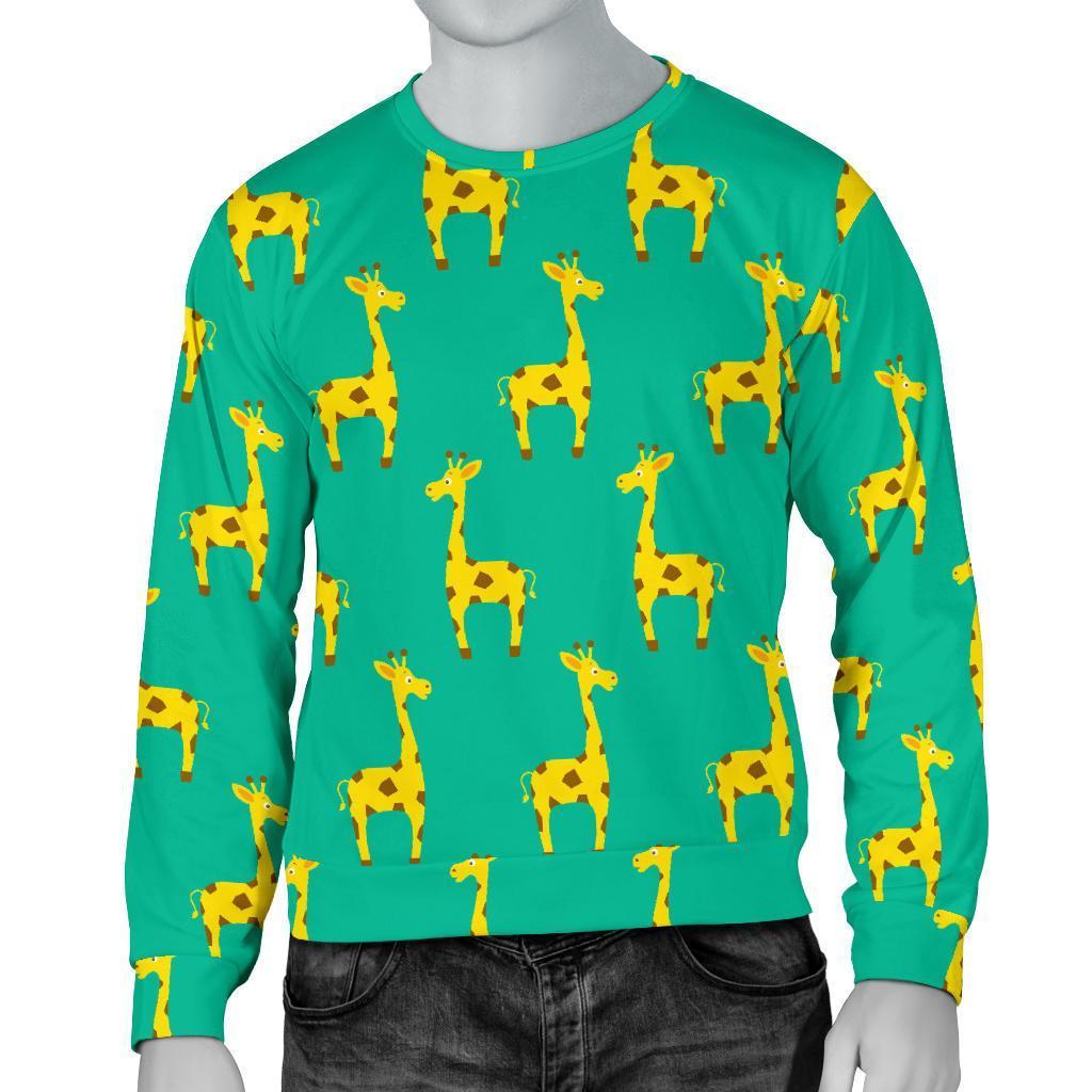 Cute Cartoon Giraffe Pattern Print Men's Crewneck Sweatshirt GearFrost