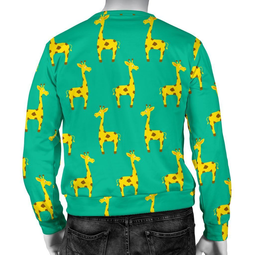 Cute Cartoon Giraffe Pattern Print Men's Crewneck Sweatshirt GearFrost