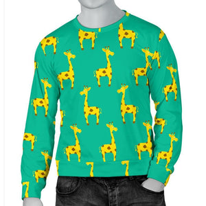 Cute Cartoon Giraffe Pattern Print Men's Crewneck Sweatshirt GearFrost