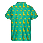 Cute Cartoon Giraffe Pattern Print Men's Short Sleeve Shirt