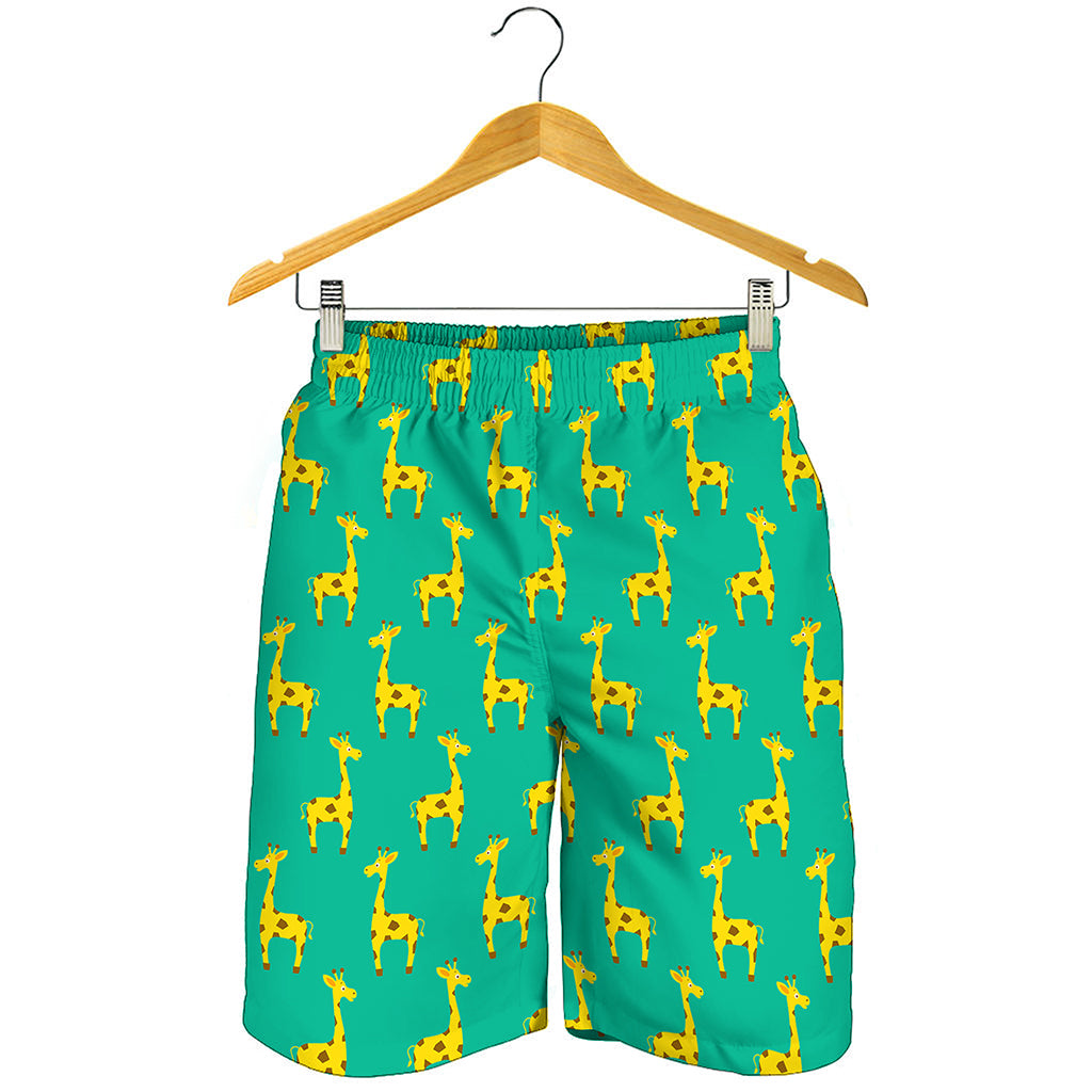 Cute Cartoon Giraffe Pattern Print Men's Shorts