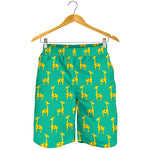 Cute Cartoon Giraffe Pattern Print Men's Shorts