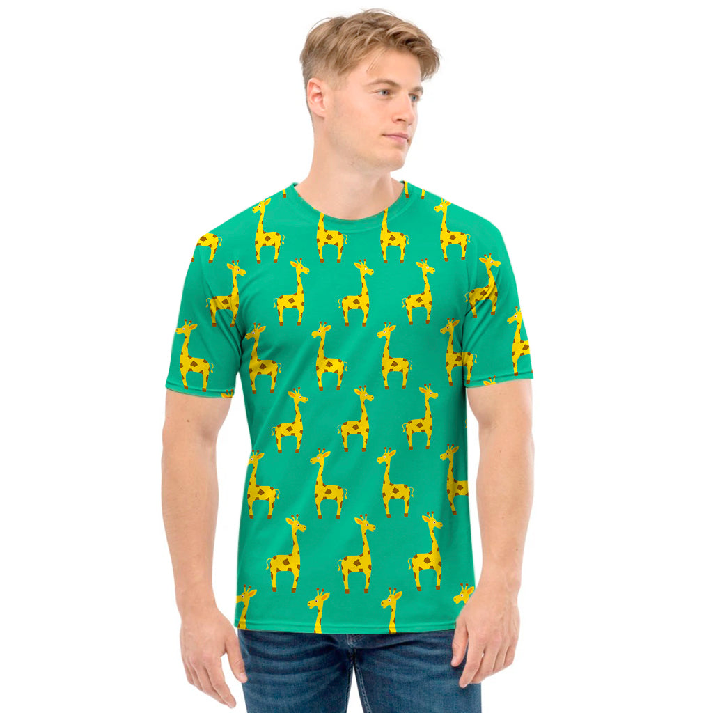 Cute Cartoon Giraffe Pattern Print Men's T-Shirt