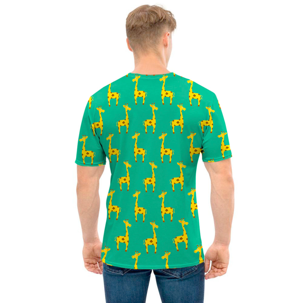 Cute Cartoon Giraffe Pattern Print Men's T-Shirt