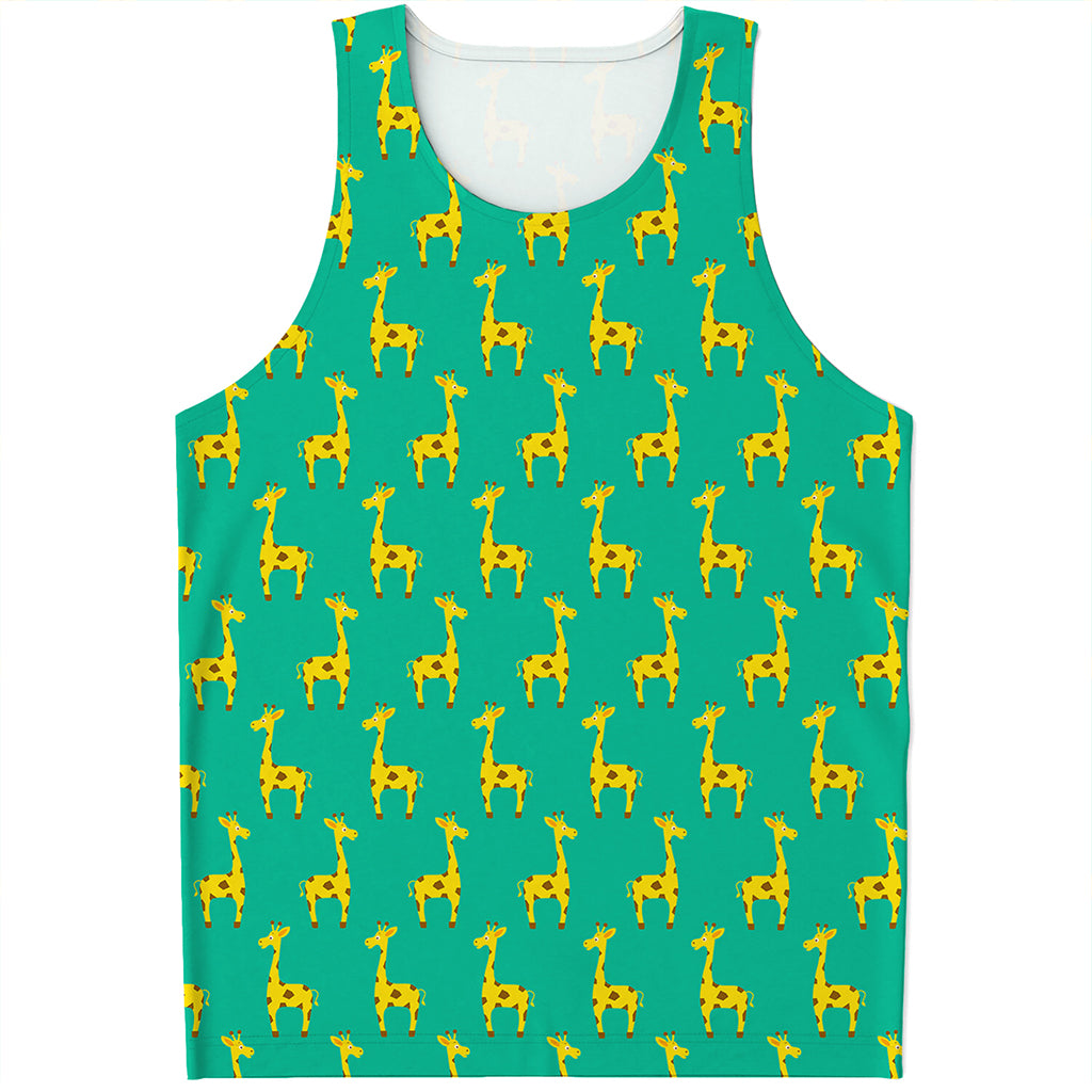 Cute Cartoon Giraffe Pattern Print Men's Tank Top