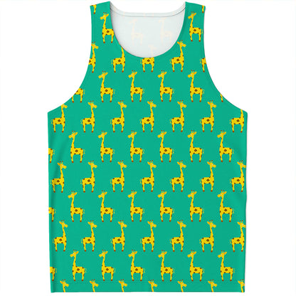 Cute Cartoon Giraffe Pattern Print Men's Tank Top