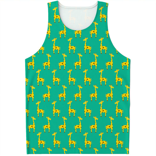Cute Cartoon Giraffe Pattern Print Men's Tank Top