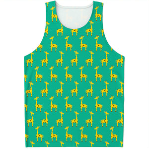 Cute Cartoon Giraffe Pattern Print Men's Tank Top