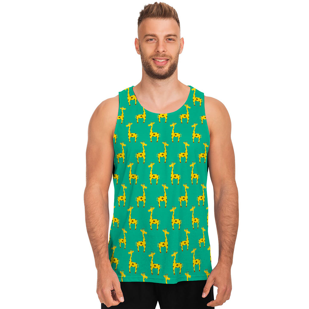 Cute Cartoon Giraffe Pattern Print Men's Tank Top