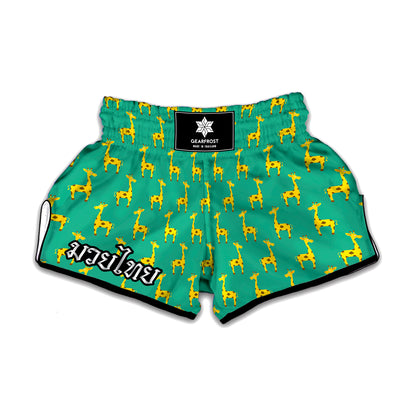 Cute Cartoon Giraffe Pattern Print Muay Thai Boxing Shorts