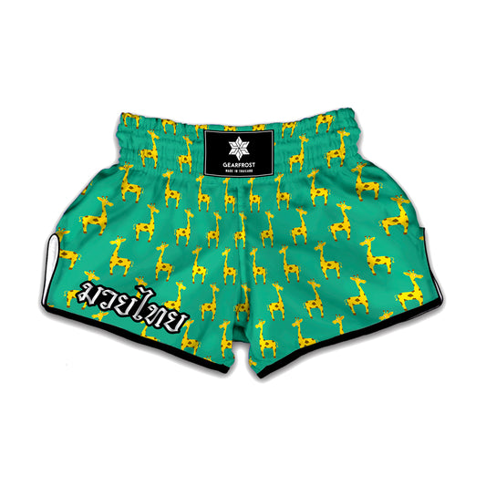 Cute Cartoon Giraffe Pattern Print Muay Thai Boxing Shorts