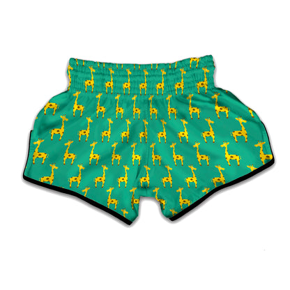 Cute Cartoon Giraffe Pattern Print Muay Thai Boxing Shorts