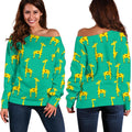Cute Cartoon Giraffe Pattern Print Off The Shoulder Sweatshirt