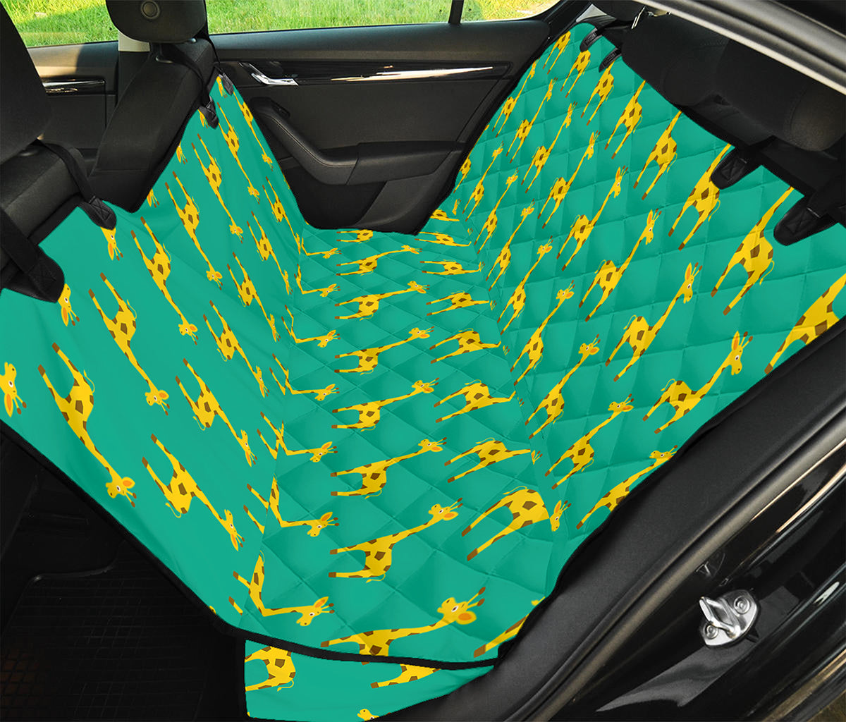Cute Cartoon Giraffe Pattern Print Pet Car Back Seat Cover