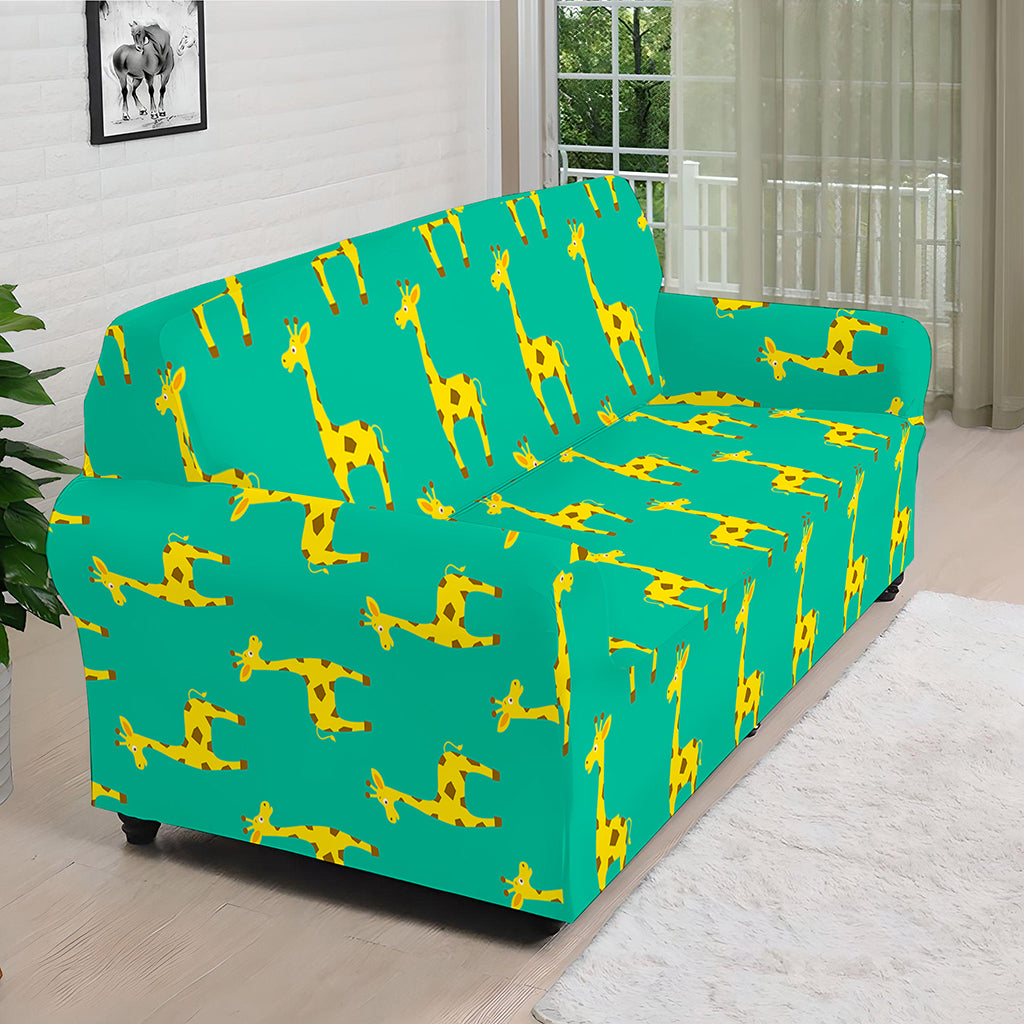 Cute Cartoon Giraffe Pattern Print Sofa Cover