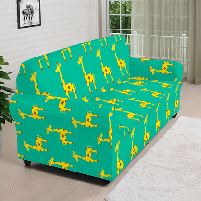 Cute Cartoon Giraffe Pattern Print Sofa Cover