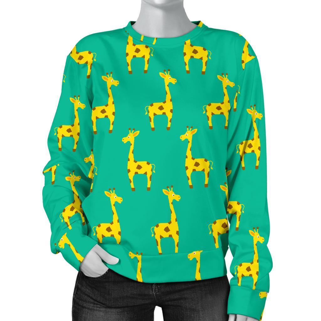 Cute Cartoon Giraffe Pattern Print Women's Crewneck Sweatshirt GearFrost