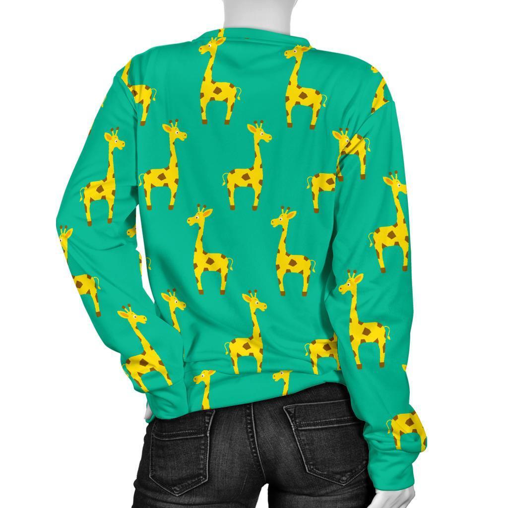 Cute Cartoon Giraffe Pattern Print Women's Crewneck Sweatshirt GearFrost