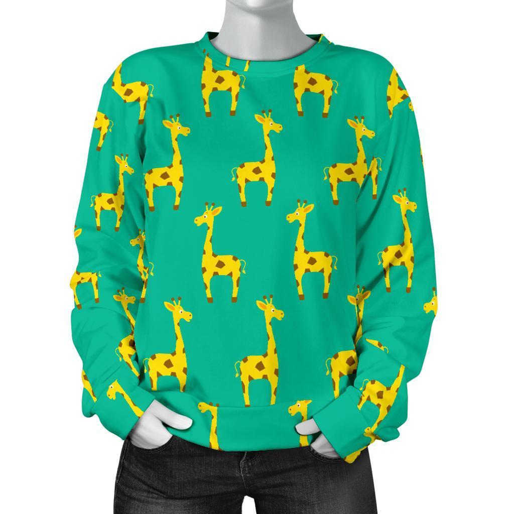 Cute Cartoon Giraffe Pattern Print Women's Crewneck Sweatshirt GearFrost