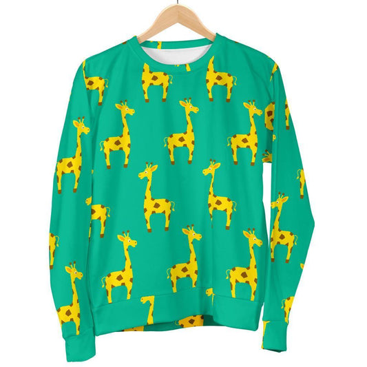 Cute Cartoon Giraffe Pattern Print Women's Crewneck Sweatshirt GearFrost