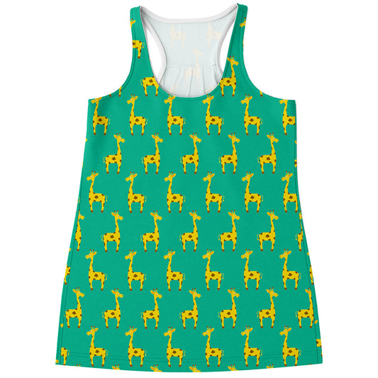 Cute Cartoon Giraffe Pattern Print Women's Racerback Tank Top