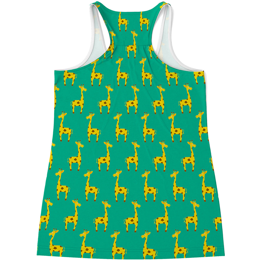 Cute Cartoon Giraffe Pattern Print Women's Racerback Tank Top