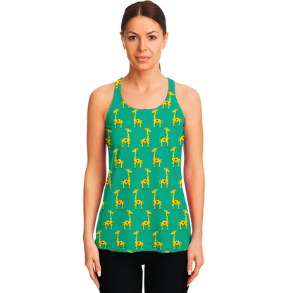 Cute Cartoon Giraffe Pattern Print Women's Racerback Tank Top