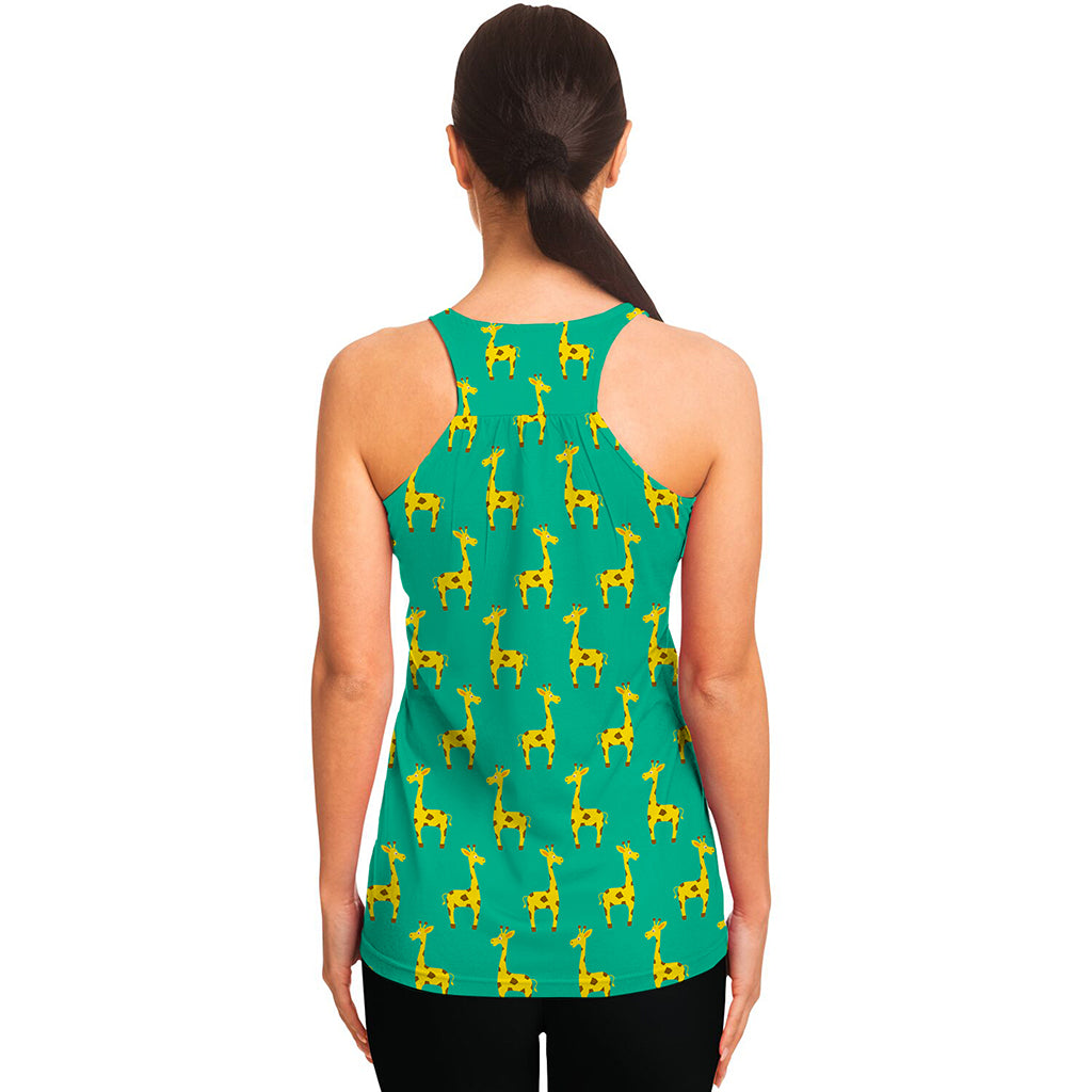 Cute Cartoon Giraffe Pattern Print Women's Racerback Tank Top